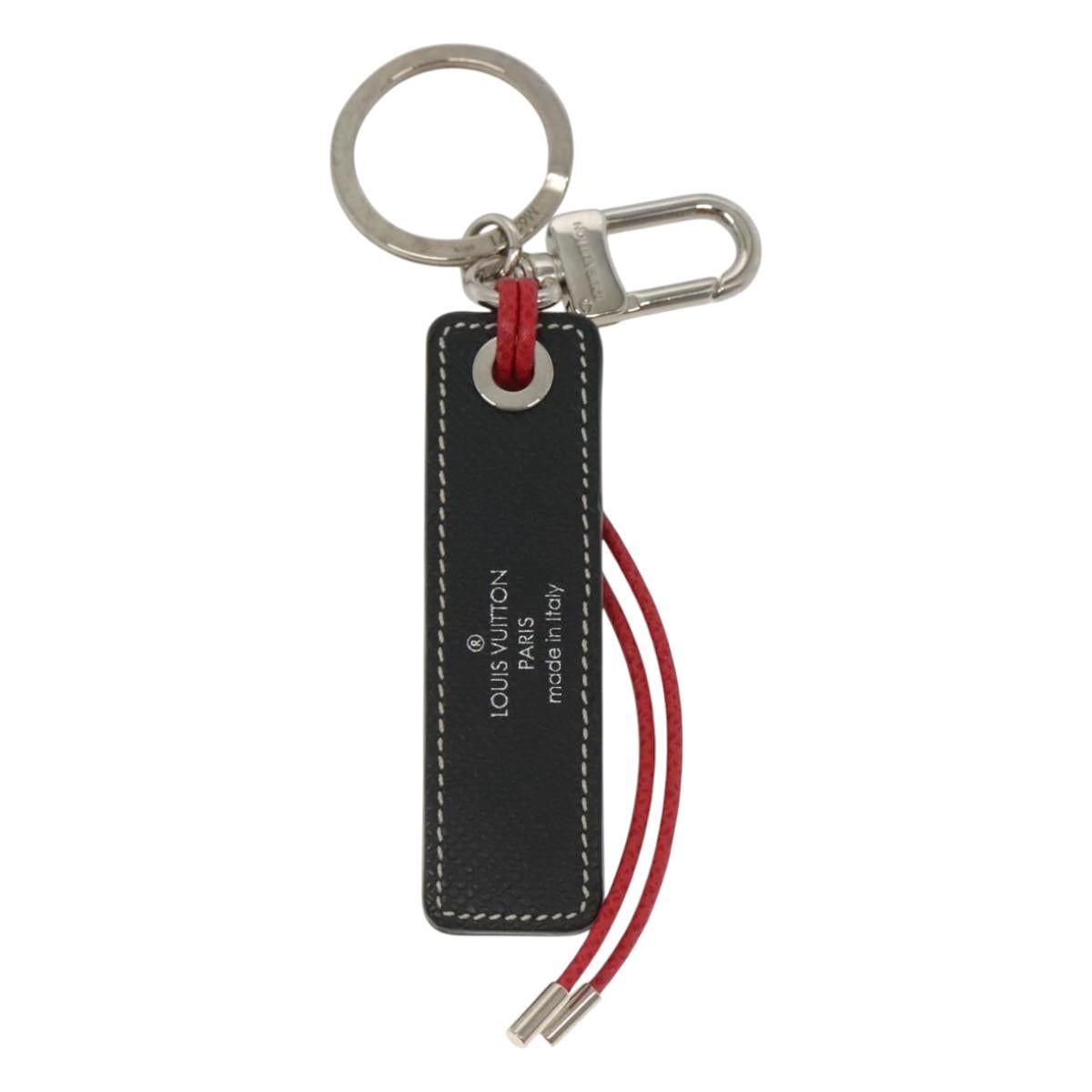 LOUIS VUITTON Taiga Porte Cles Tab LV Alps Charm Black M63771 LV Auth bs26195