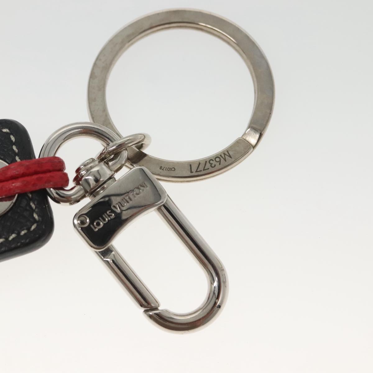 LOUIS VUITTON Taiga Porte Cles Tab LV Alps Charm Black M63771 LV Auth bs26195
