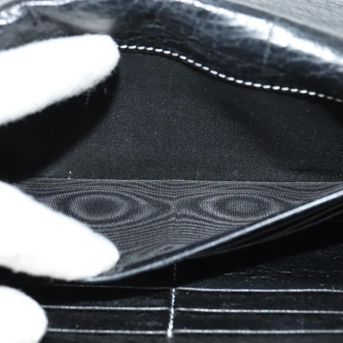 BALENCIAGA Wallet Leather 3Set Black Silver blue Auth bs26196
