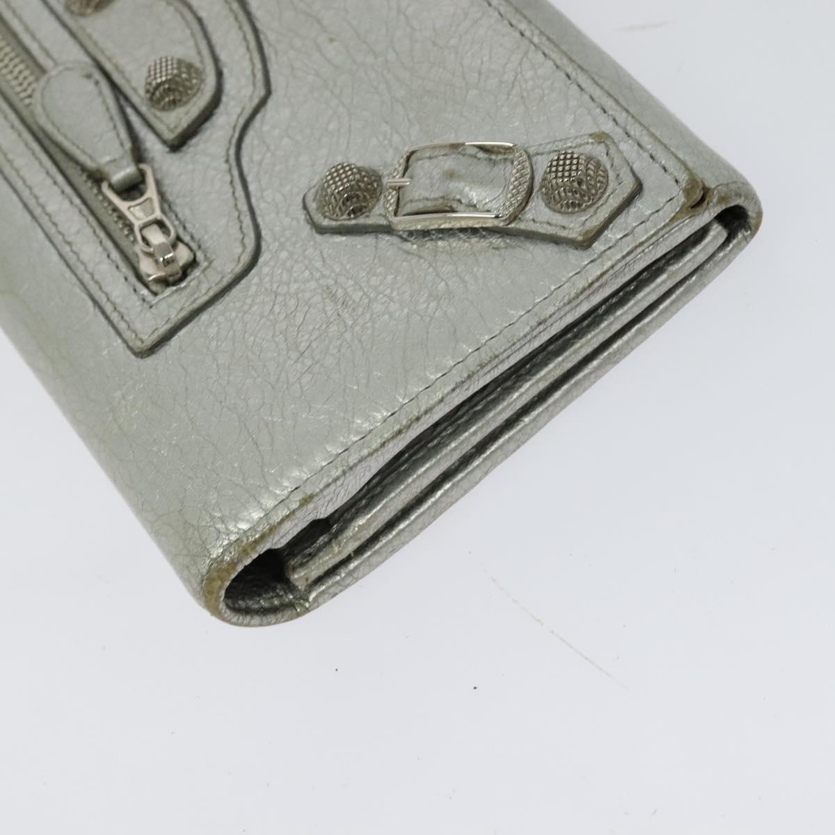 BALENCIAGA Wallet Leather 3Set Black Silver blue Auth bs26196