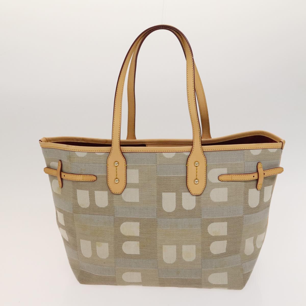 BALLY Shoulder Bag Leather Canvas 3Set Beige Black Auth bs26202