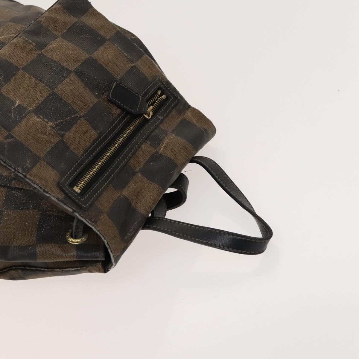 FENDI Pecan Bag PVC 3 Set Brown Black Auth bs26207
