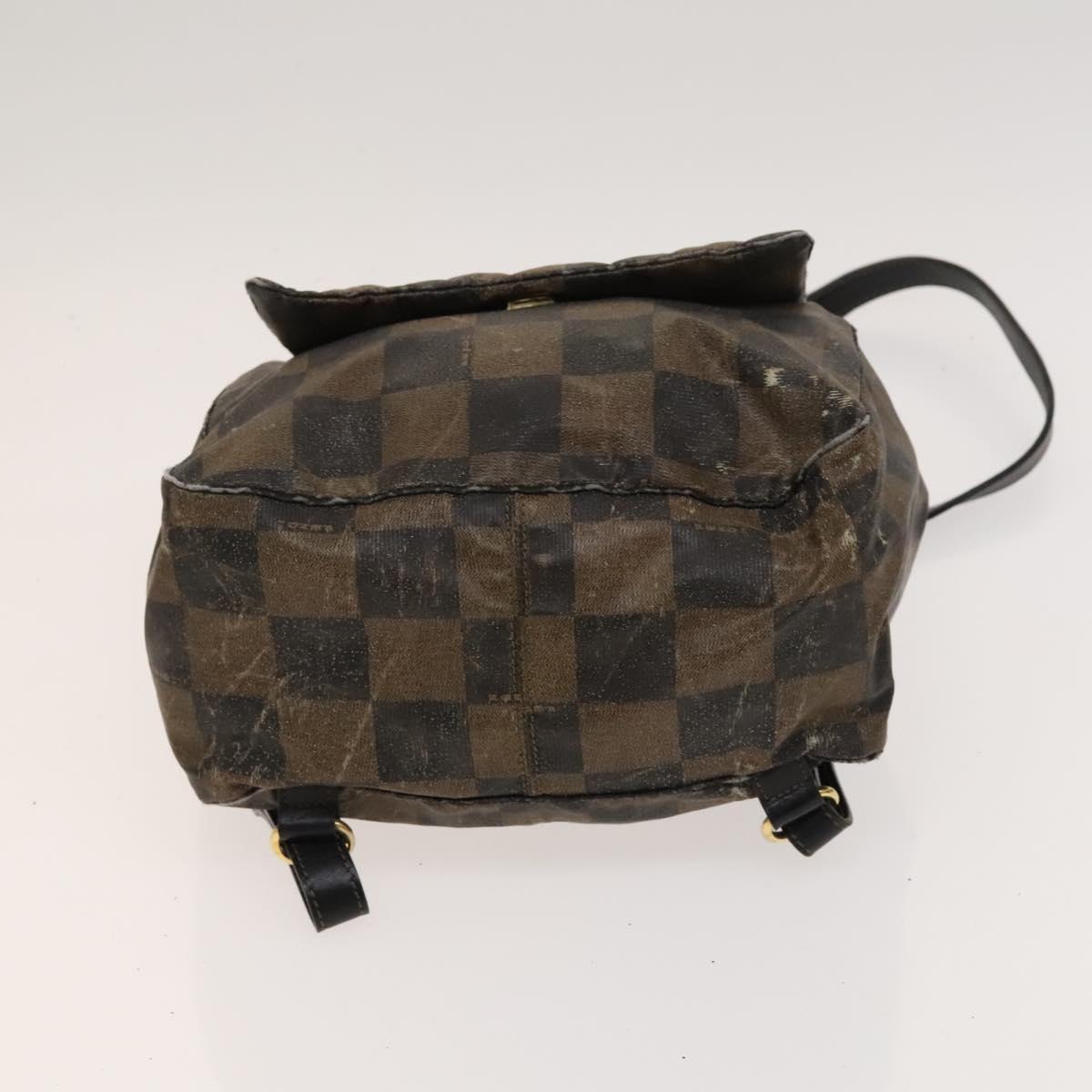 FENDI Pecan Bag PVC 3 Set Brown Black Auth bs26207
