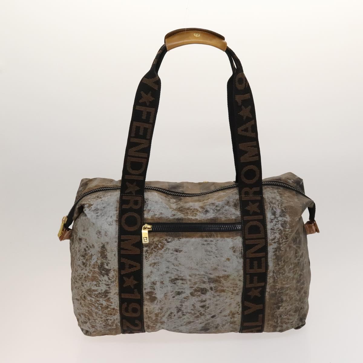 FENDI Pecan Bag PVC 3 Set Brown Black Auth bs26207