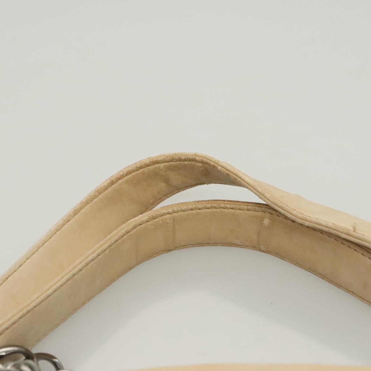 CHANEL Choco Bar Chain Hand Bag Canvas Beige CC Auth bs26212