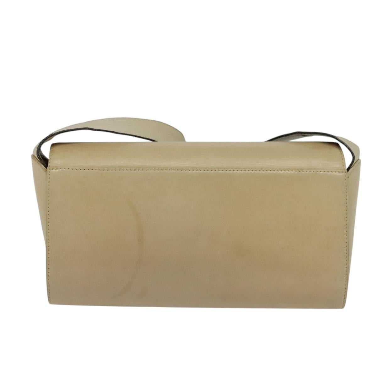 Salvatore Ferragamo Shoulder Bag Leather Beige Gold Auth bs26247