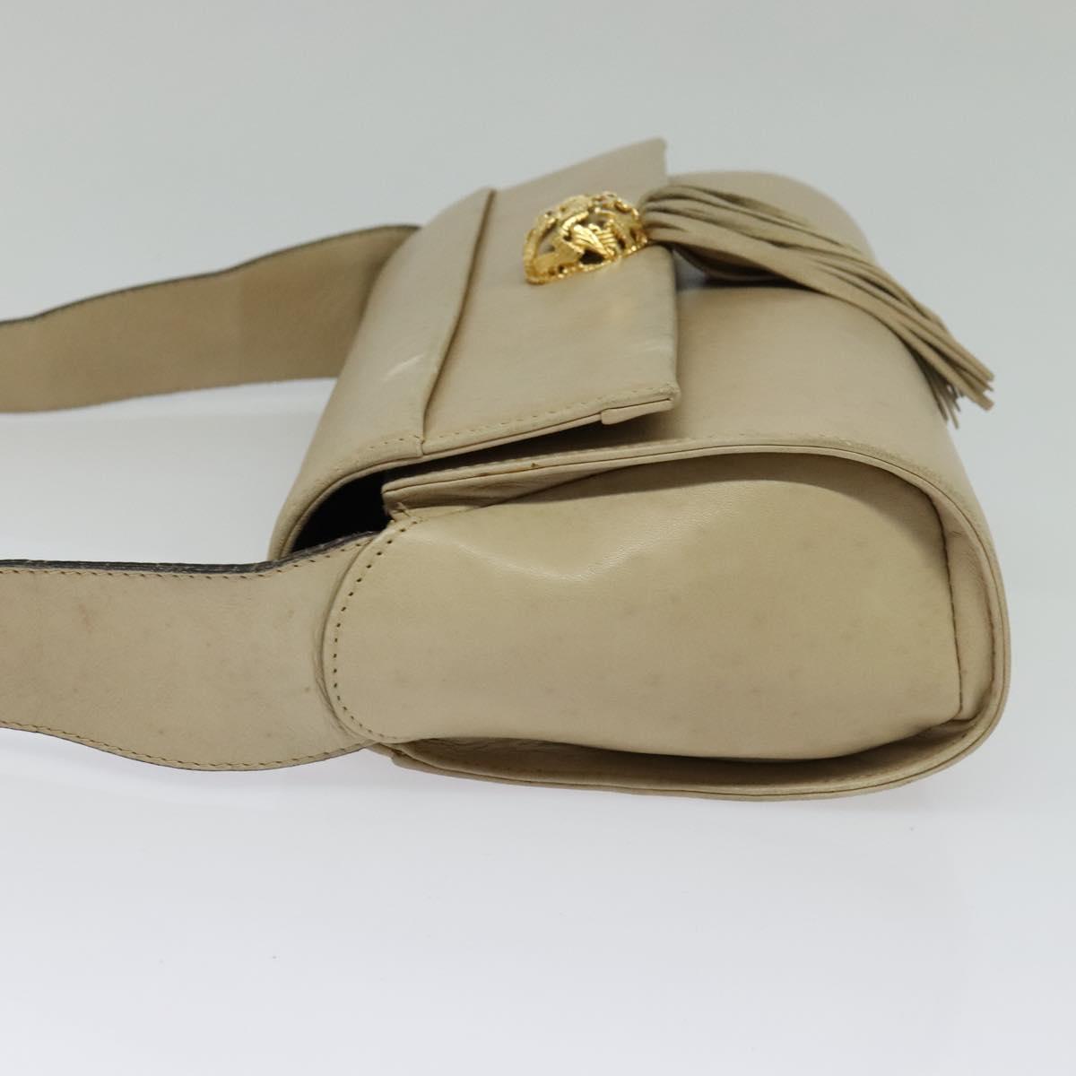Salvatore Ferragamo Shoulder Bag Leather Beige Gold Auth bs26247