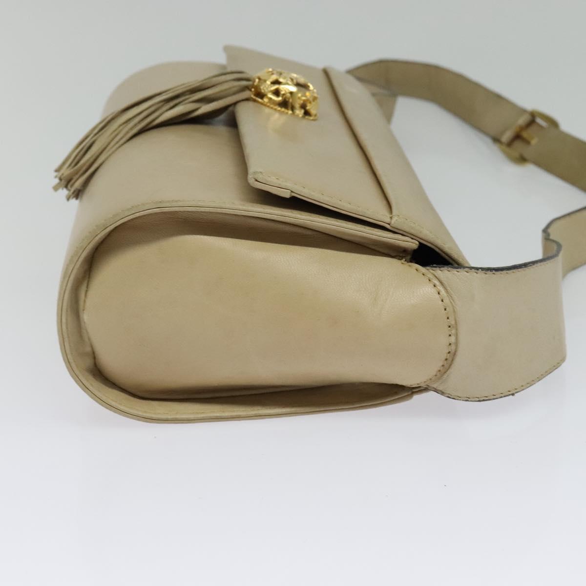 Salvatore Ferragamo Shoulder Bag Leather Beige Gold Auth bs26247