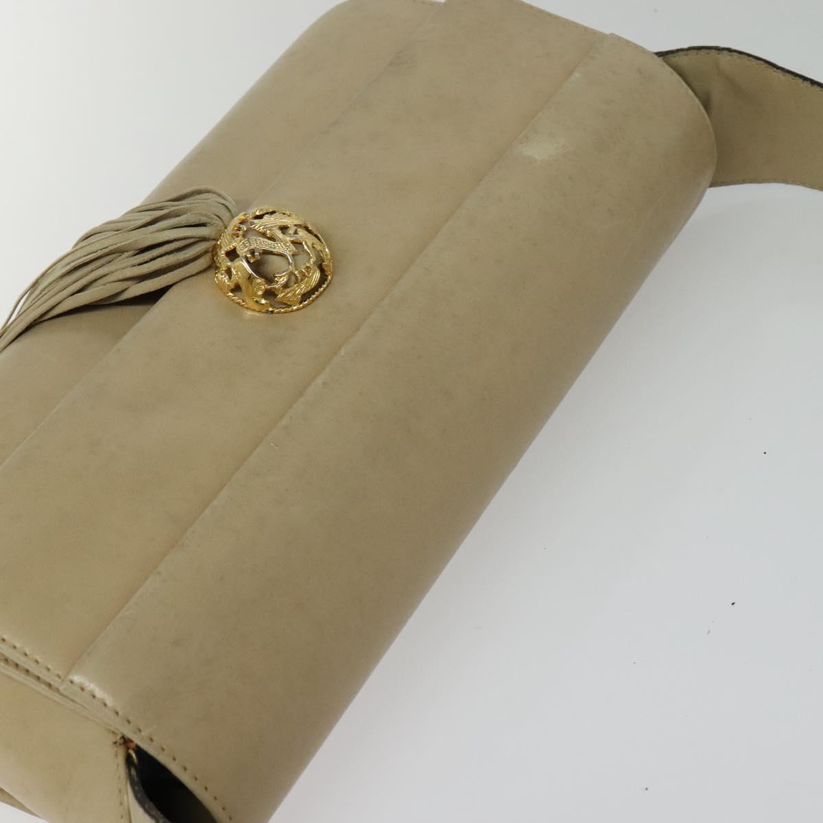 Salvatore Ferragamo Shoulder Bag Leather Beige Gold Auth bs26247