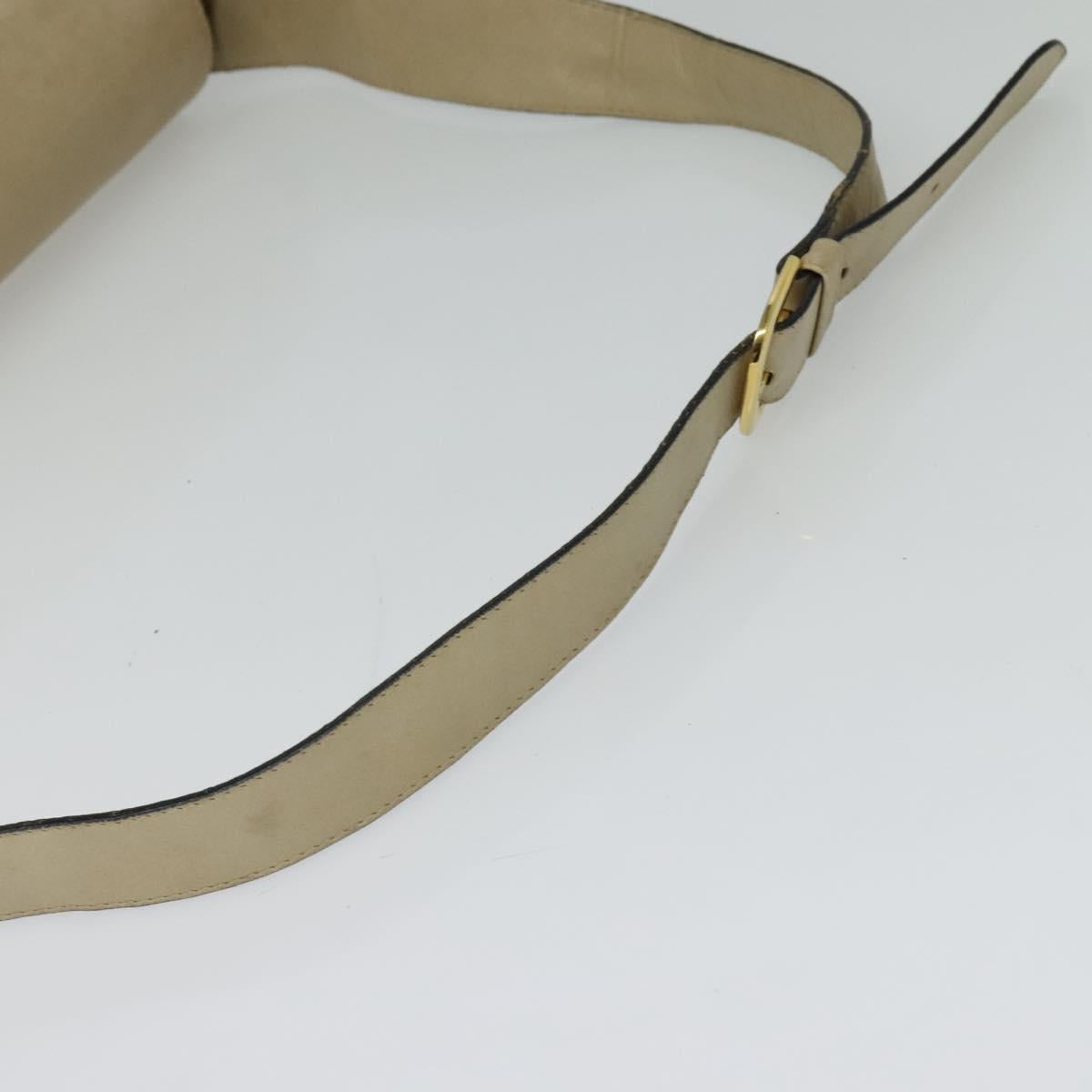 Salvatore Ferragamo Shoulder Bag Leather Beige Gold Auth bs26247