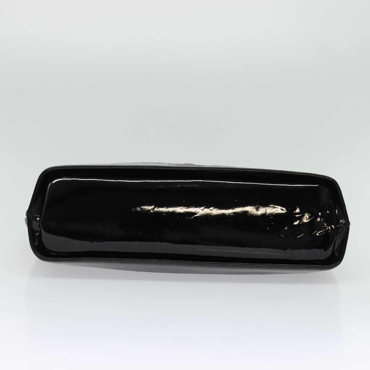 VERSACE Hand Bag Leather Black Gold Auth bs26249