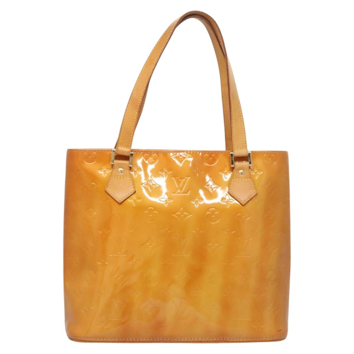 LOUIS VUITTON Monogram Vernis Houston Hand Bag Beige M91004 LV Auth bs26252