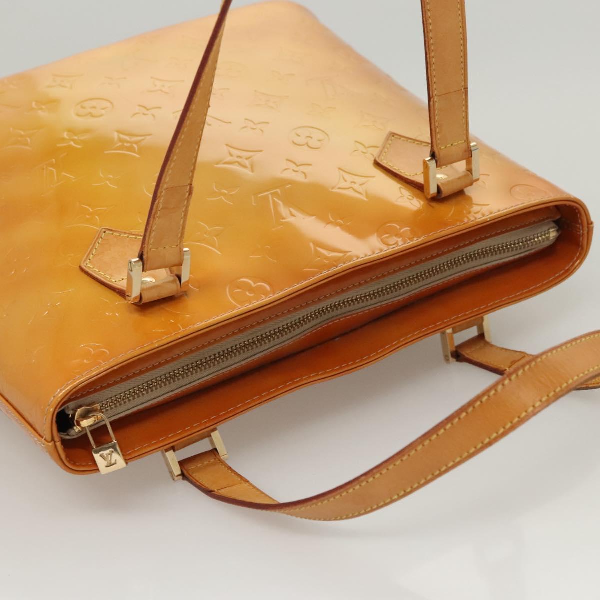 LOUIS VUITTON Monogram Vernis Houston Hand Bag Beige M91004 LV Auth bs26252