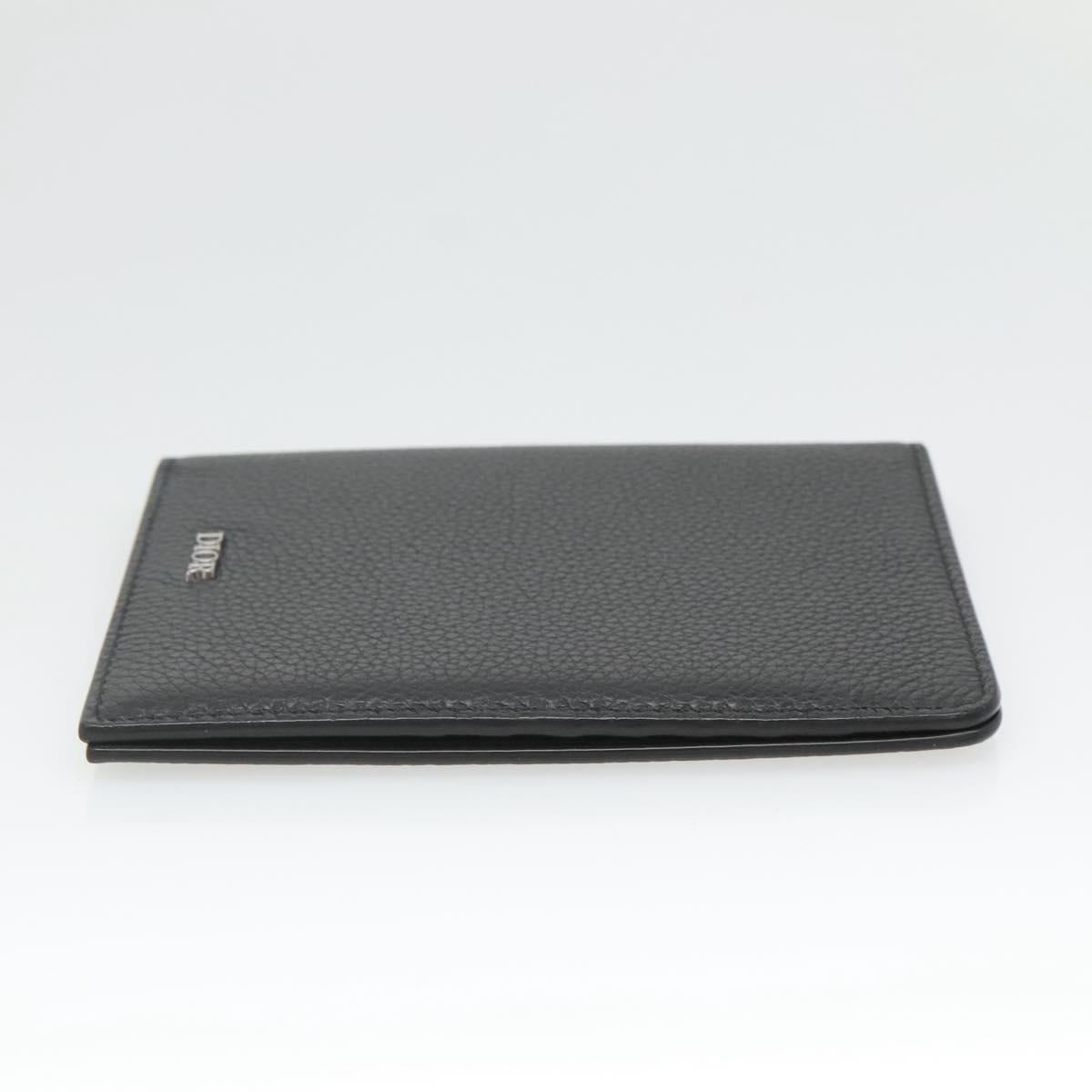 Christian Dior Card Case Leather Black Auth bs26260