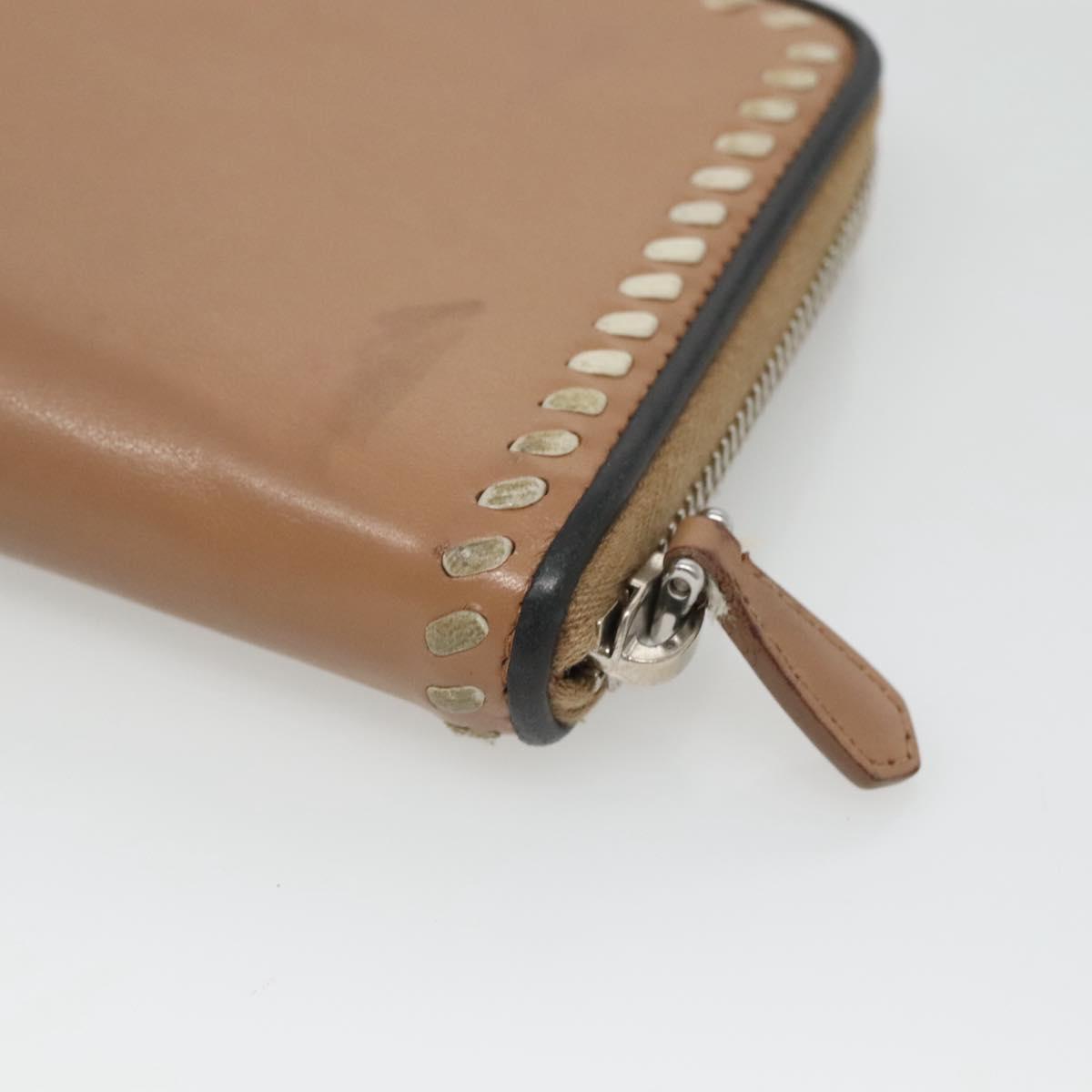 PRADA Long Wallet Leather Silver Beige Auth bs26270