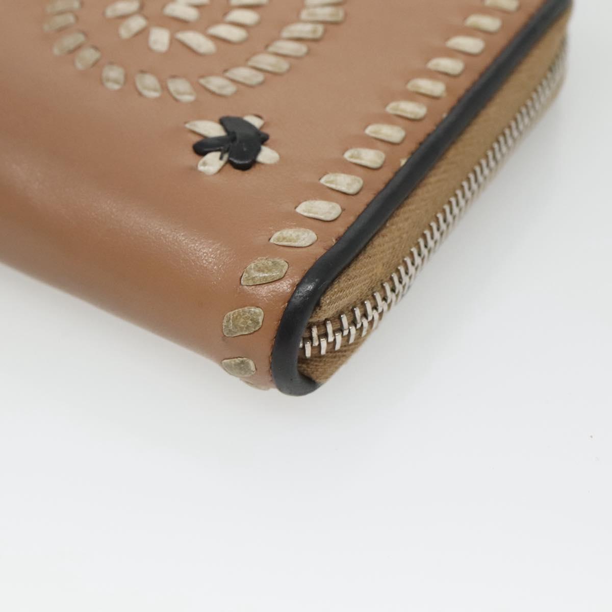 PRADA Long Wallet Leather Silver Beige Auth bs26270