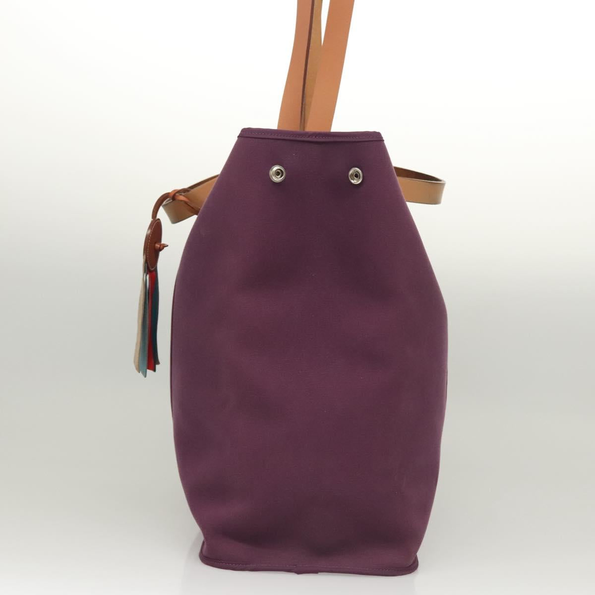 HERMES Cabak GM Tote Bag Canvas Purple Silver Auth bs26280