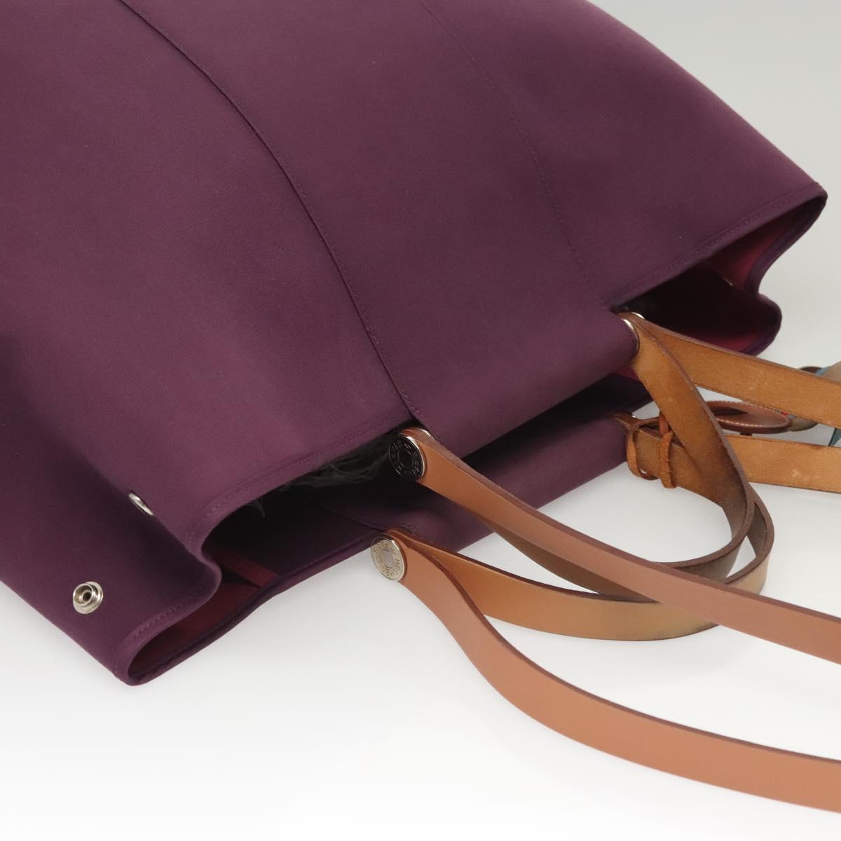 HERMES Cabak GM Tote Bag Canvas Purple Silver Auth bs26280