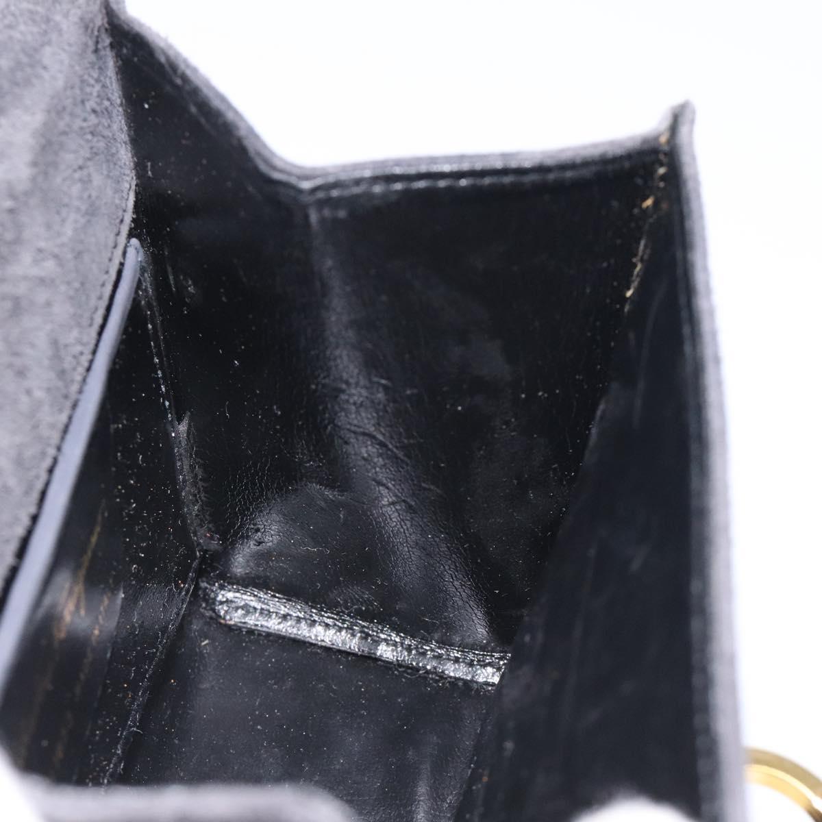 Salvatore Ferragamo Gancini Shoulder Bag Suede Black Gold Auth bs26286