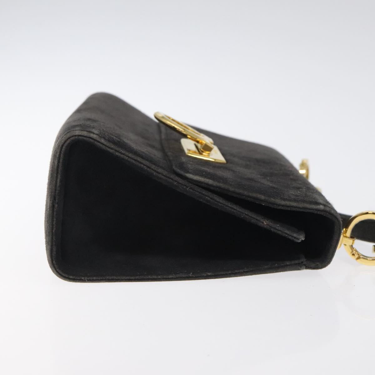 Salvatore Ferragamo Gancini Shoulder Bag Suede Black Gold Auth bs26286