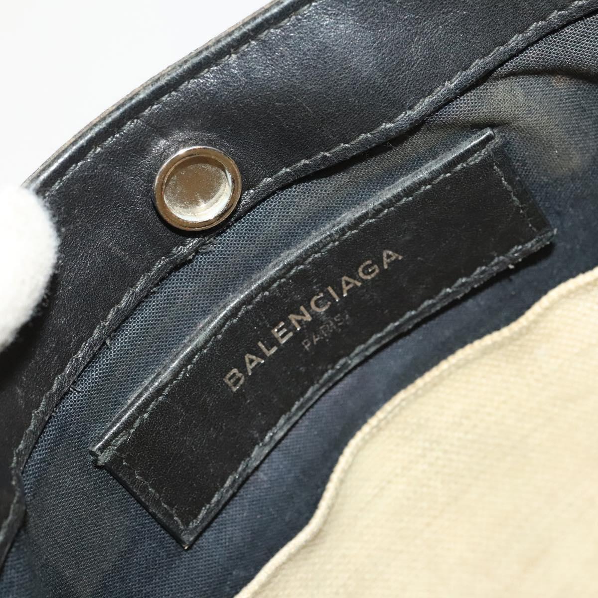 BALENCIAGA Shoulder Bag Canvas Beige Black Silver Auth bs26288