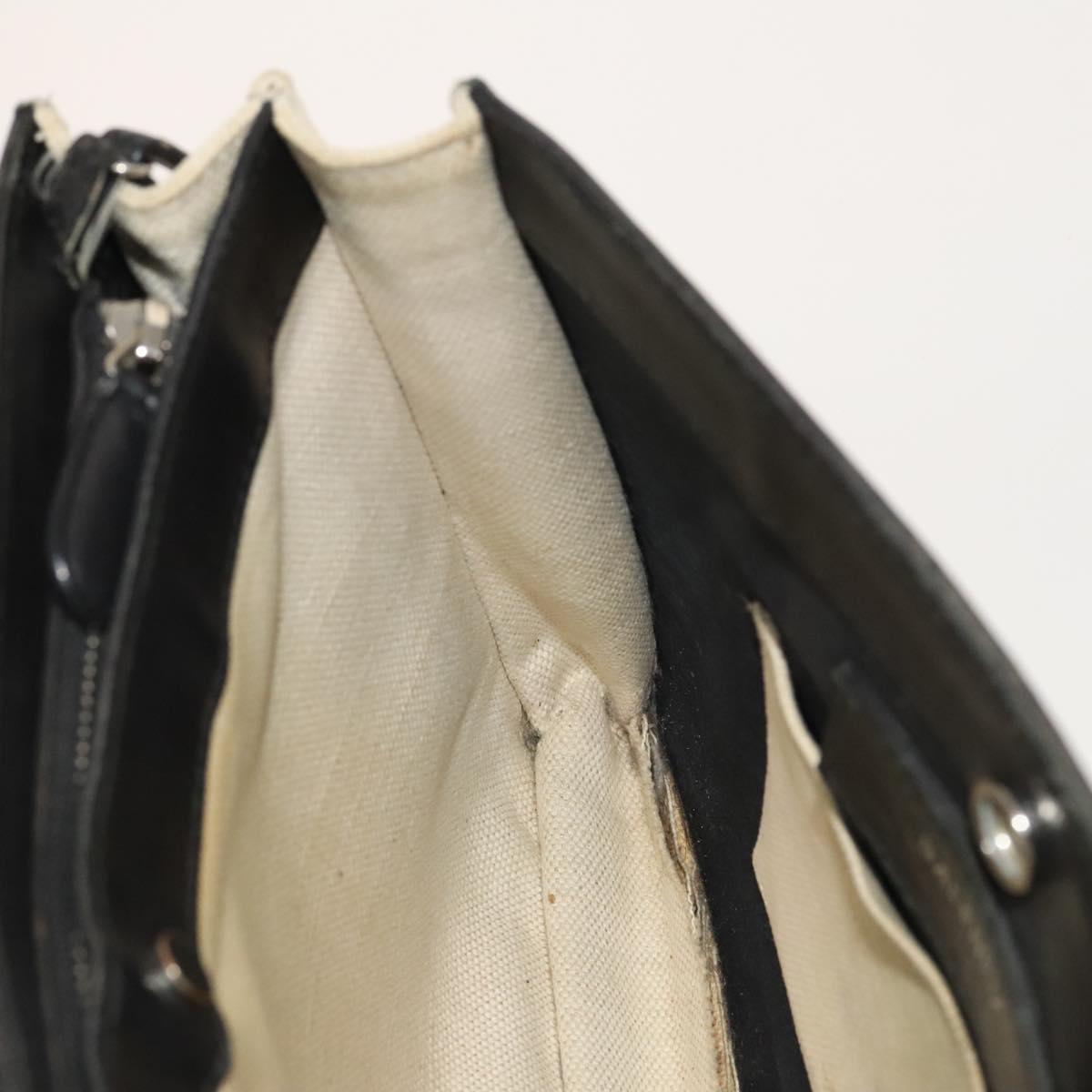 BALENCIAGA Shoulder Bag Canvas Beige Black Silver Auth bs26288