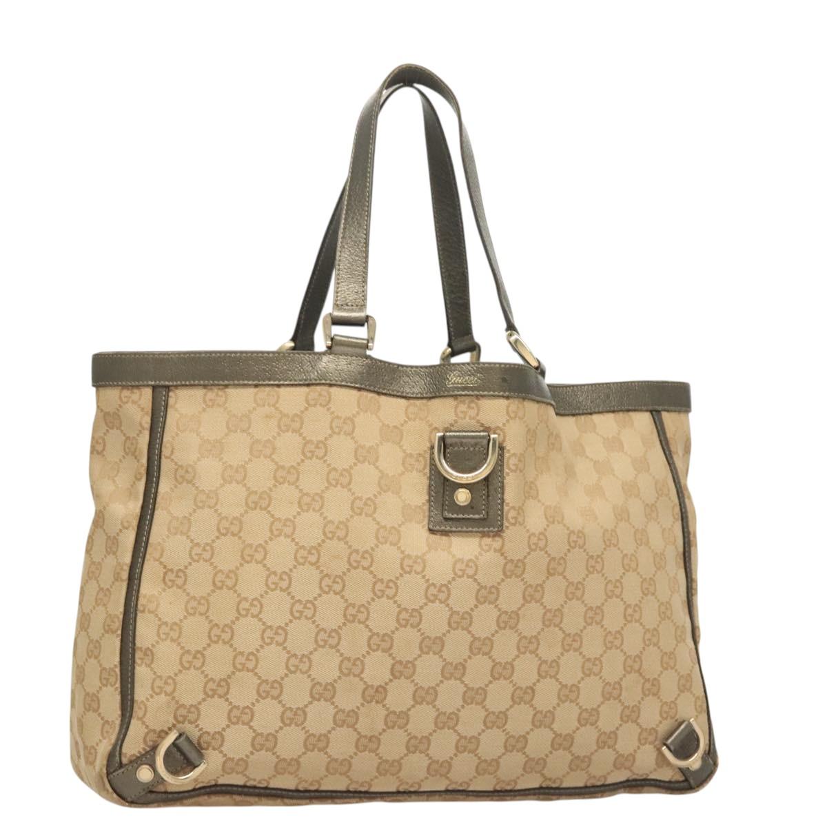 GUCCI GG Canvas Abbey Tote Bag Beige Gold 141472 Auth bs26330