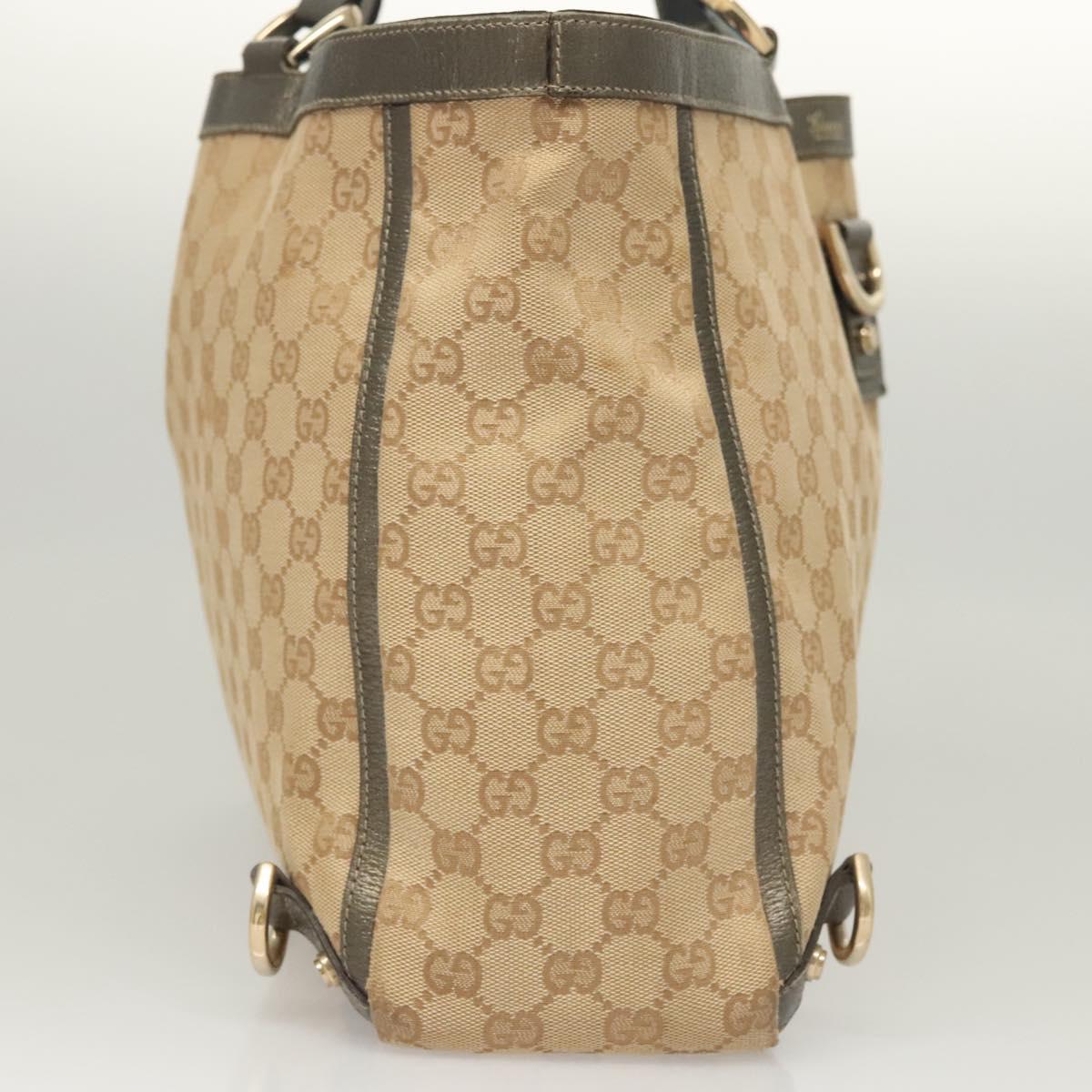GUCCI GG Canvas Abbey Tote Bag Beige Gold 141472 Auth bs26330