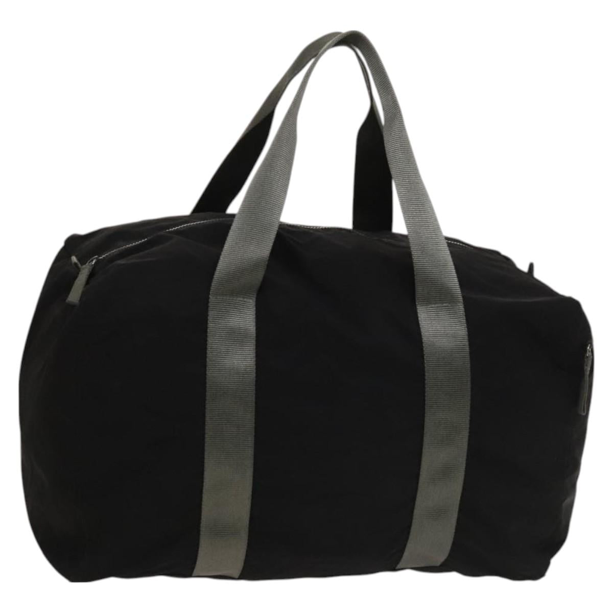 PRADA Sports Boston Bag Nylon Black Silver Auth bs26343