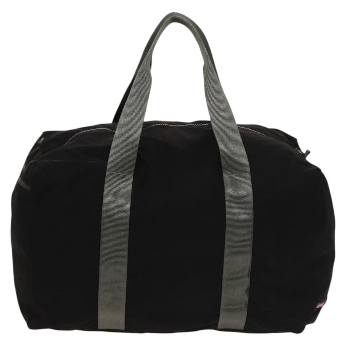 PRADA Sports Boston Bag Nylon Black Silver Auth bs26343