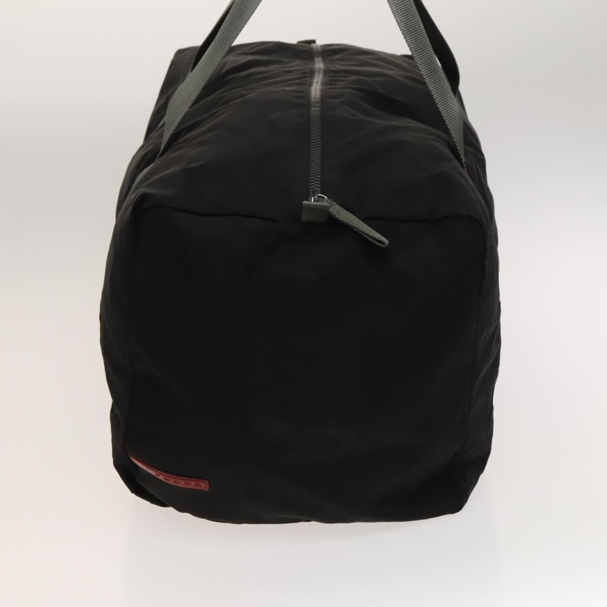 PRADA Sports Boston Bag Nylon Black Silver Auth bs26343