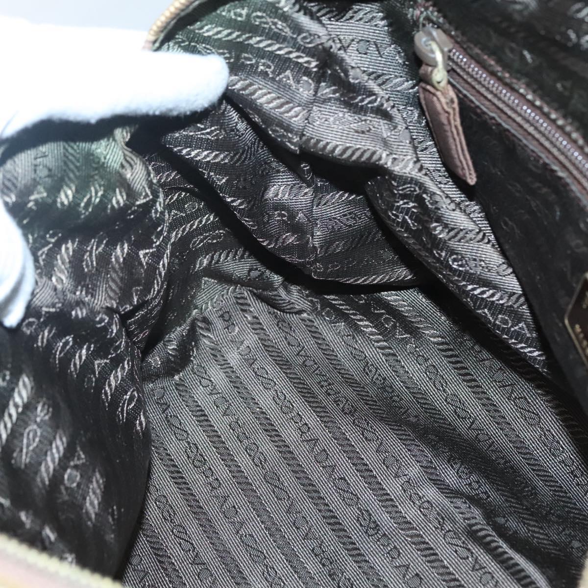 PRADA Chain Shoulder Bag Nylon Beige Gold Auth bs26352