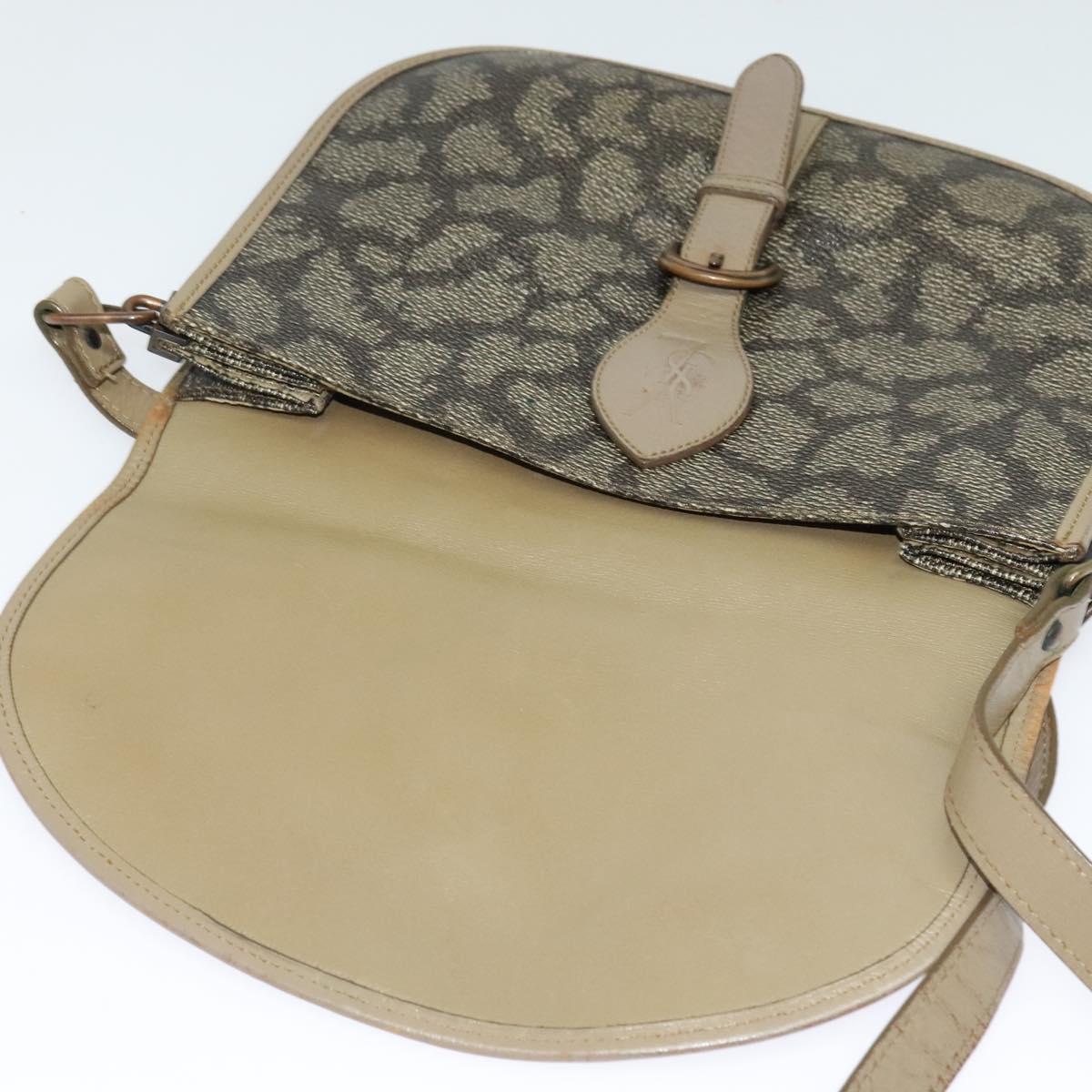 SAINT LAURENT Shoulder Bag PVC Leather Beige Auth bs26374