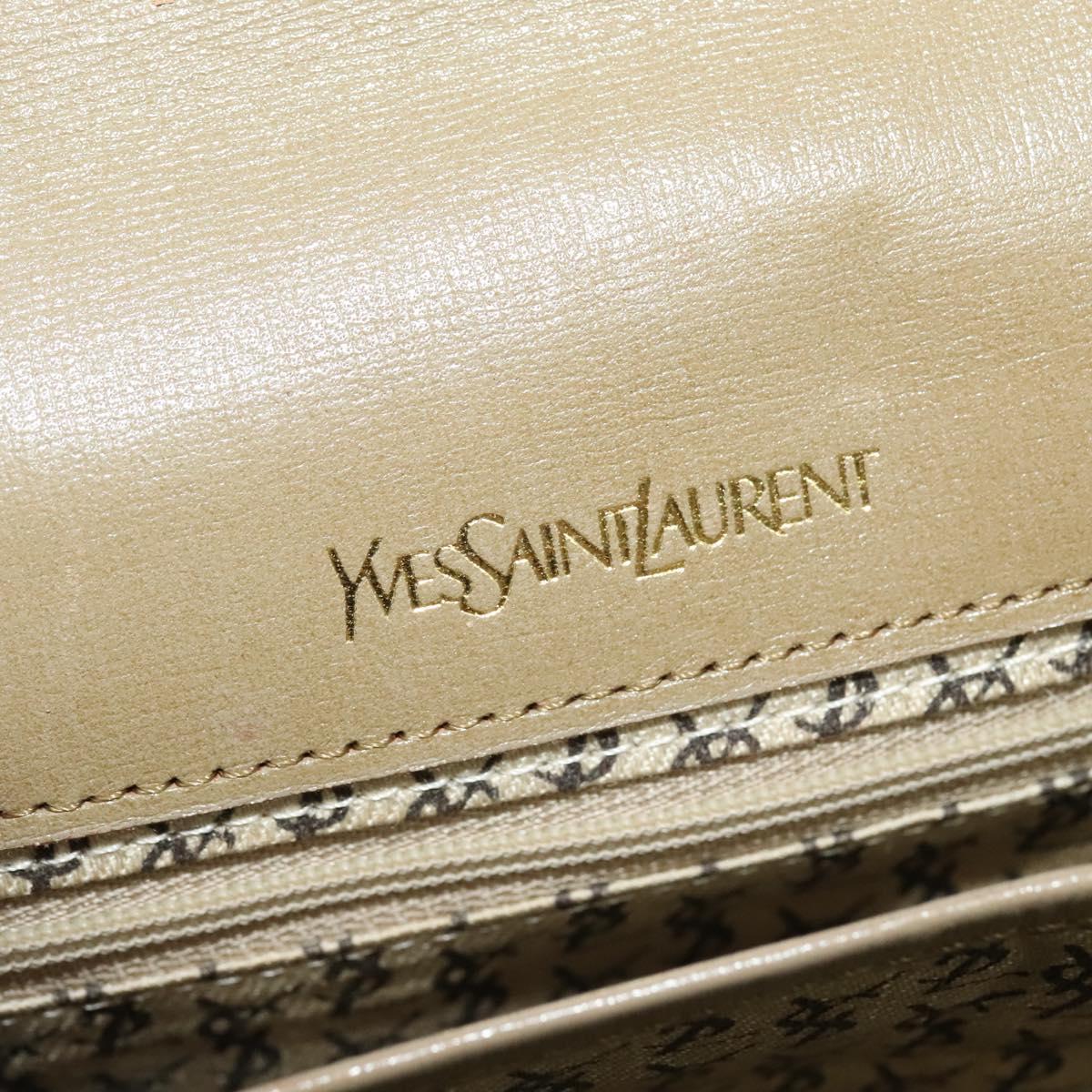 SAINT LAURENT Shoulder Bag PVC Leather Beige Auth bs26374