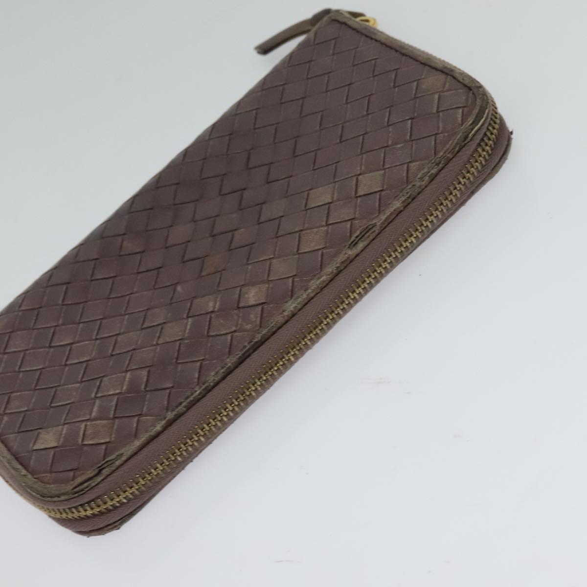 BOTTEGA VENETA INTRECCIATO Wallet Leather 2Set Beige Brown Auth bs26378