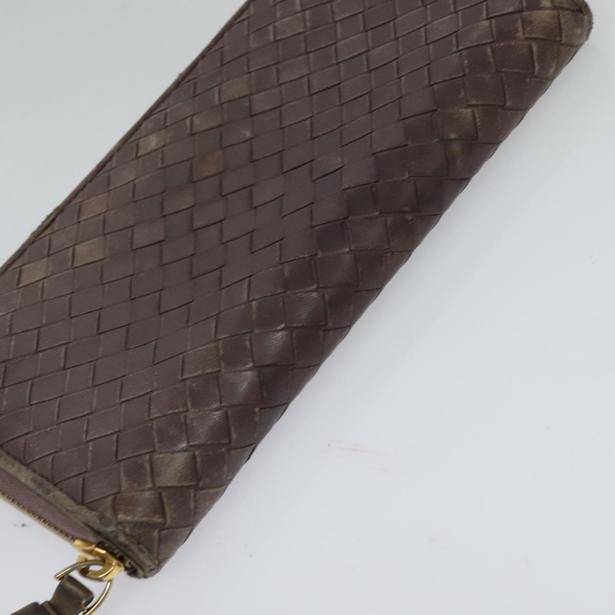 BOTTEGA VENETA INTRECCIATO Wallet Leather 2Set Beige Brown Auth bs26378