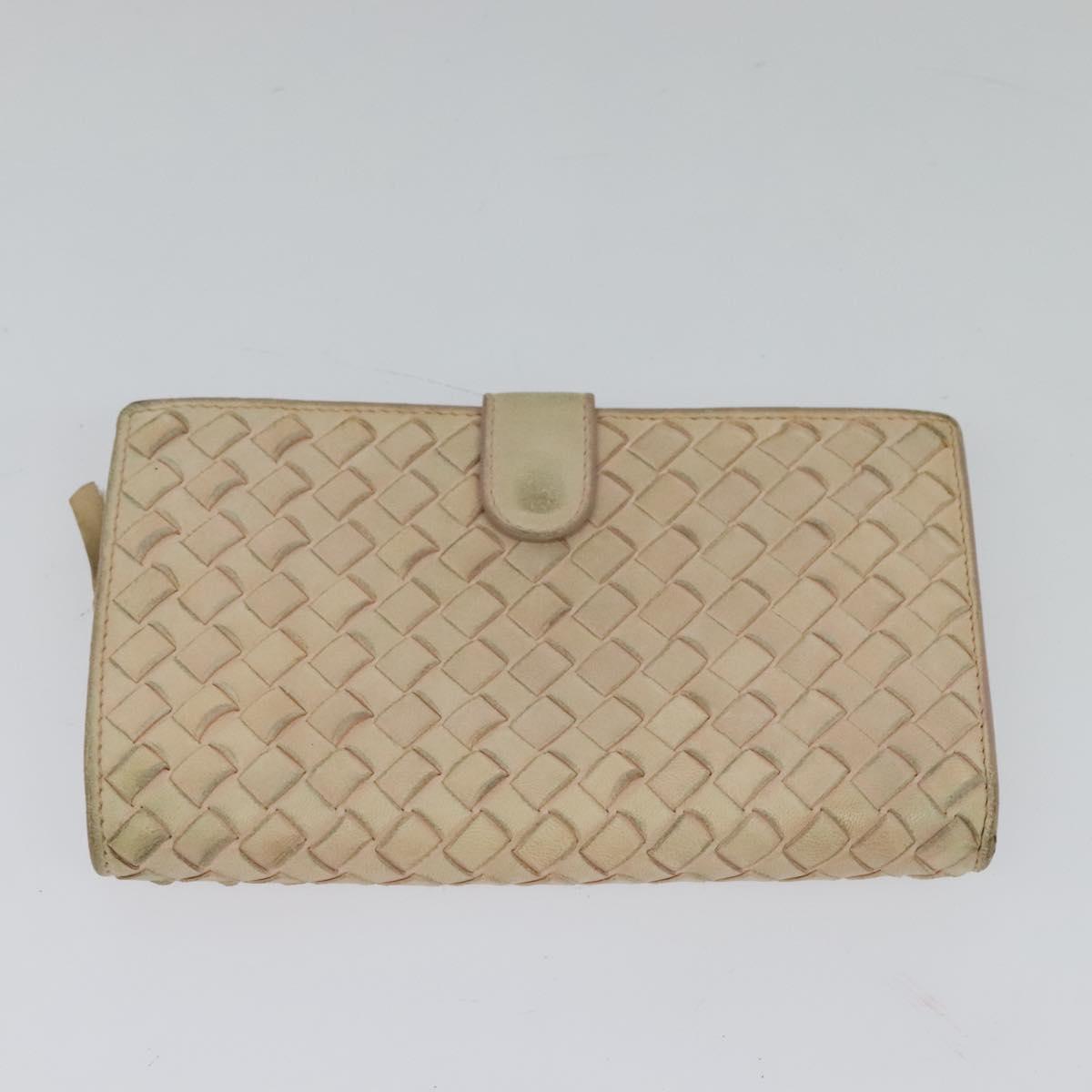 BOTTEGA VENETA INTRECCIATO Wallet Leather 2Set Beige Brown Auth bs26378