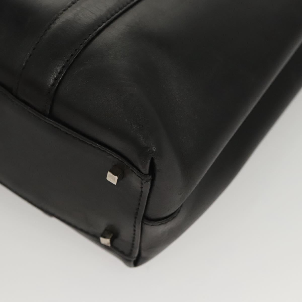 Salvatore Ferragamo Shoulder Bag Leather Black Silver Auth bs26399