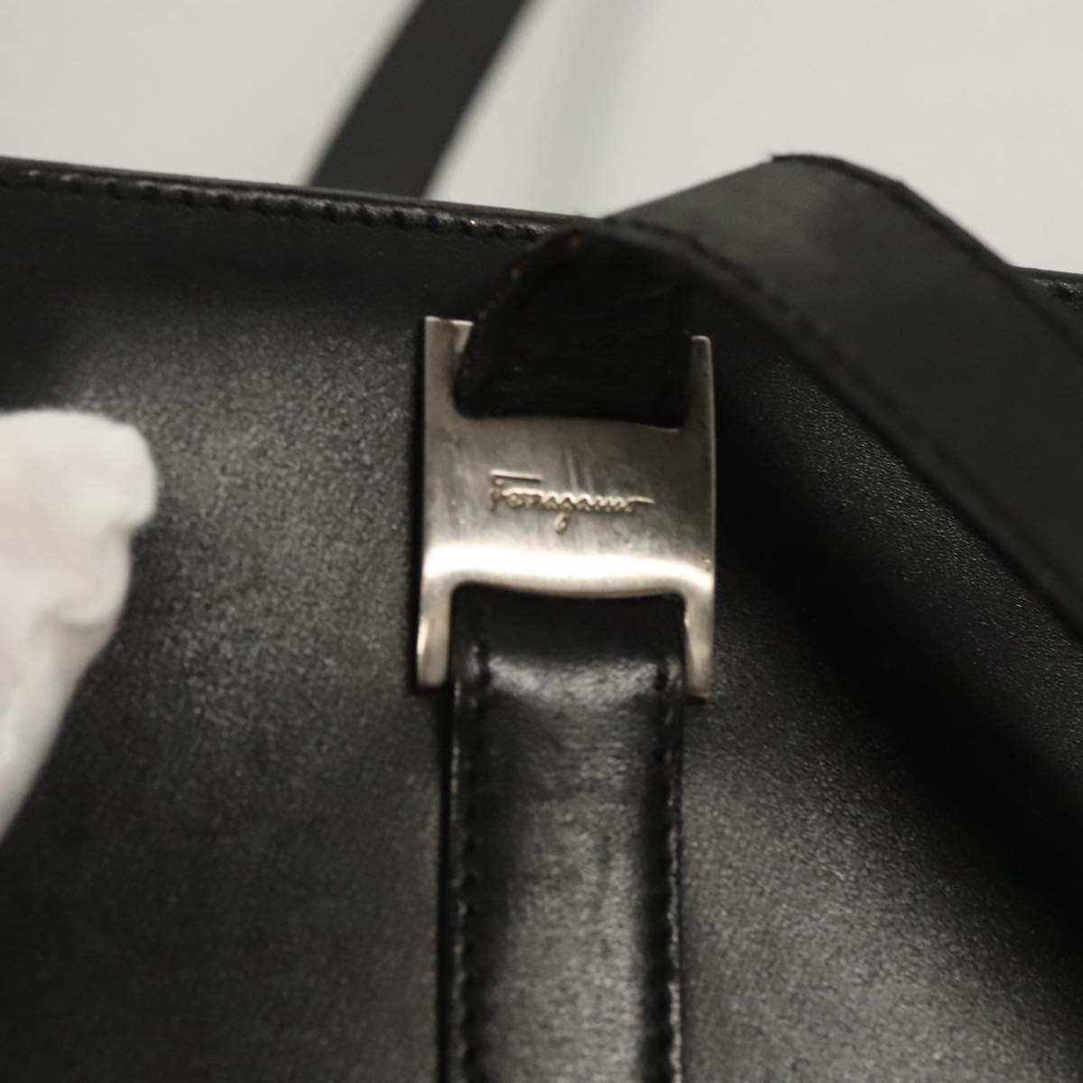 Salvatore Ferragamo Shoulder Bag Leather Black Silver Auth bs26399