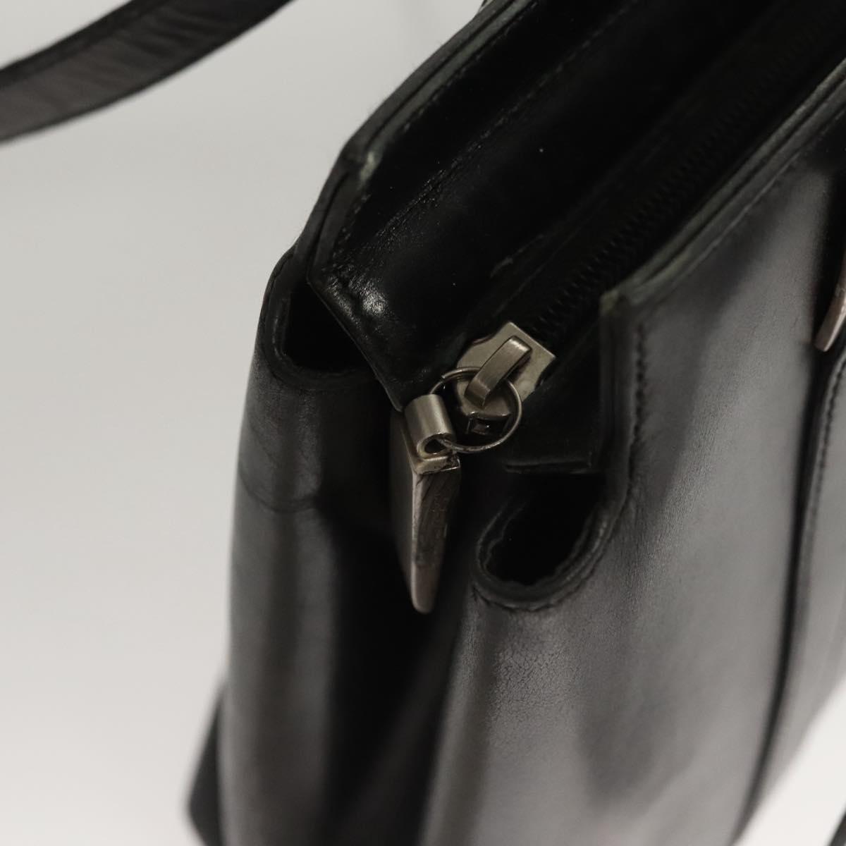 Salvatore Ferragamo Shoulder Bag Leather Black Silver Auth bs26399