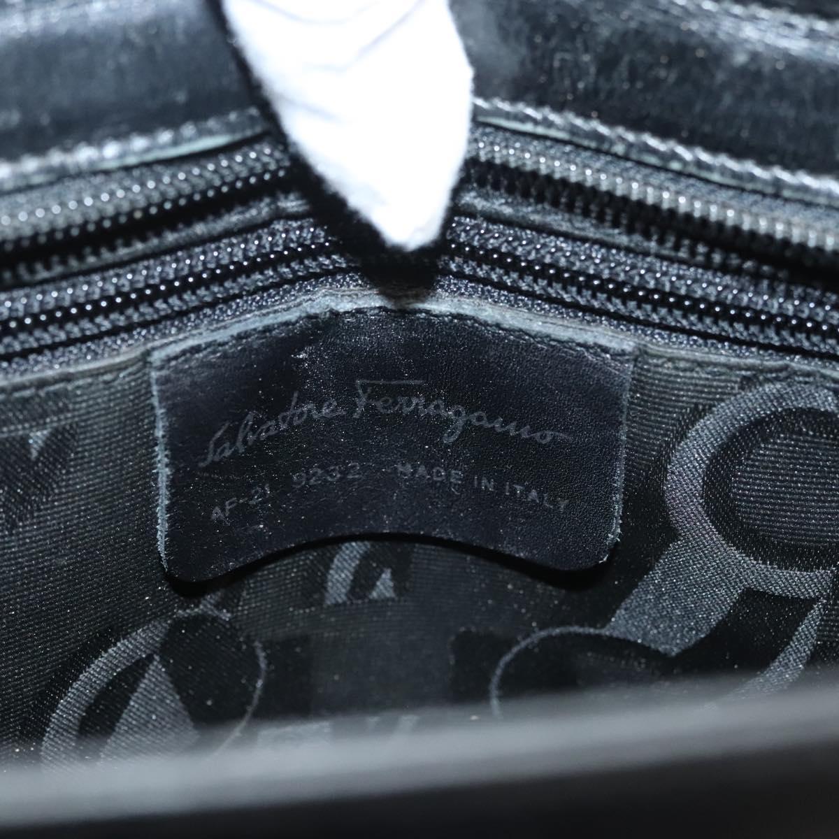 Salvatore Ferragamo Shoulder Bag Leather Black Silver Auth bs26399