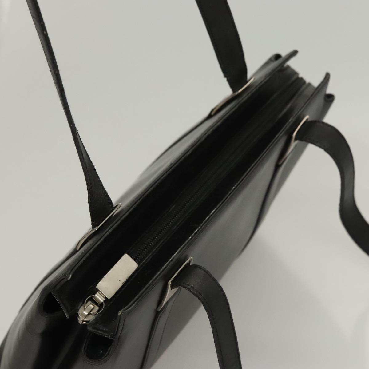Salvatore Ferragamo Shoulder Bag Leather Black Silver Auth bs26399