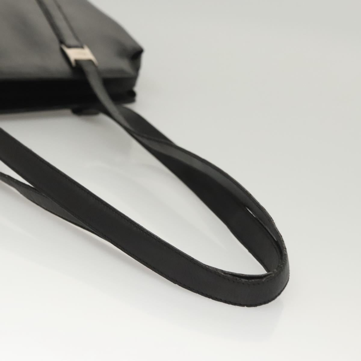 Salvatore Ferragamo Shoulder Bag Leather Black Silver Auth bs26399