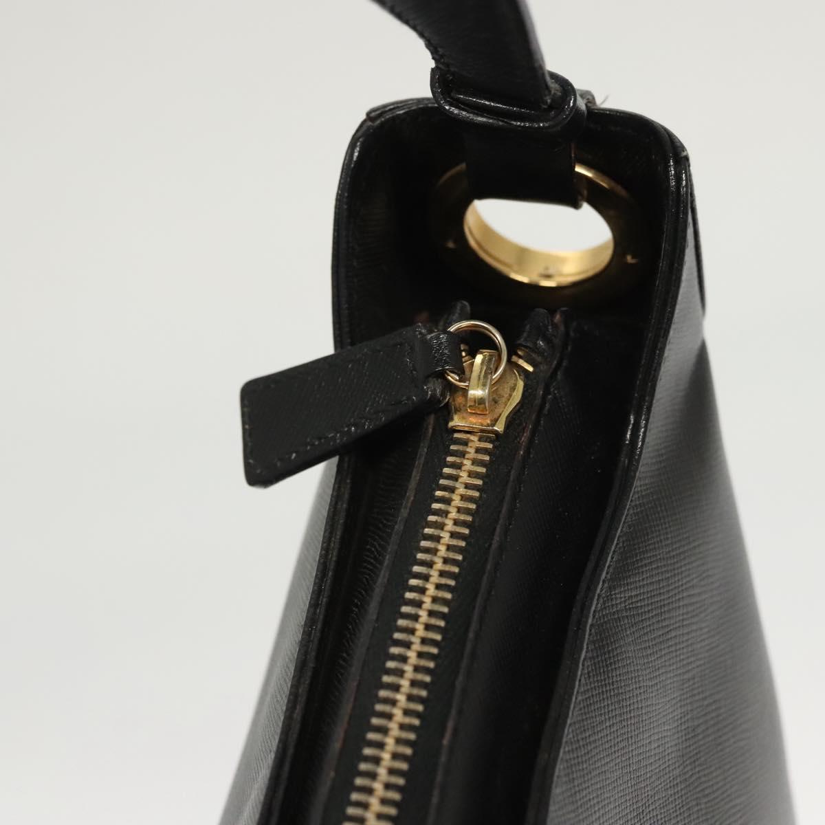 Salvatore Ferragamo Shoulder Bag Leather Black Gold Auth bs26401