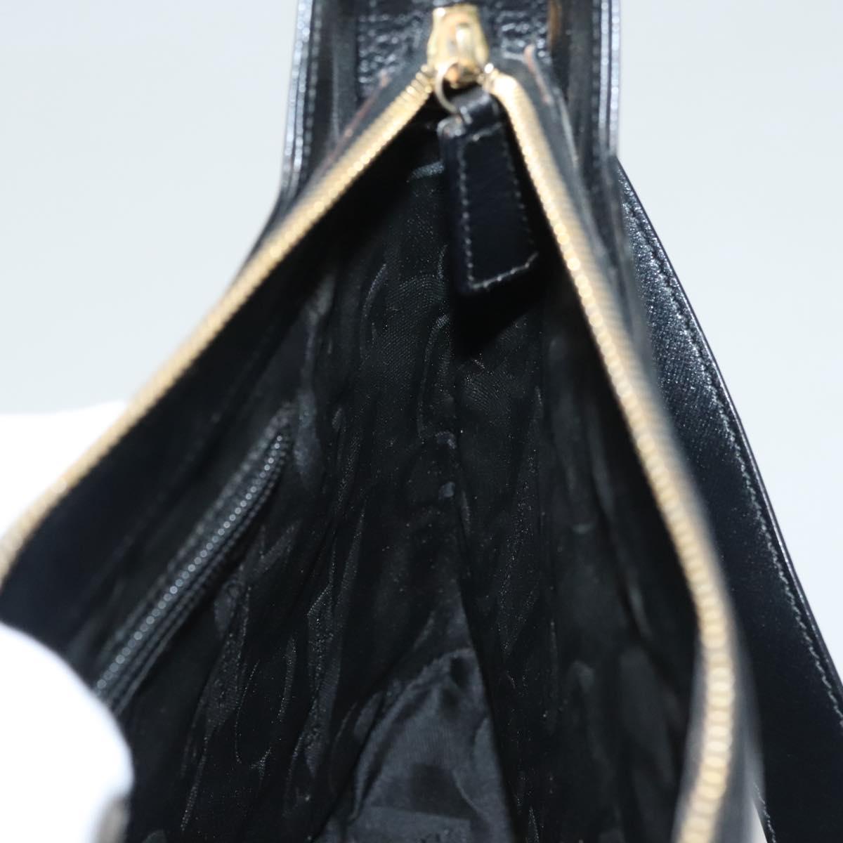 Salvatore Ferragamo Shoulder Bag Leather Black Gold Auth bs26401