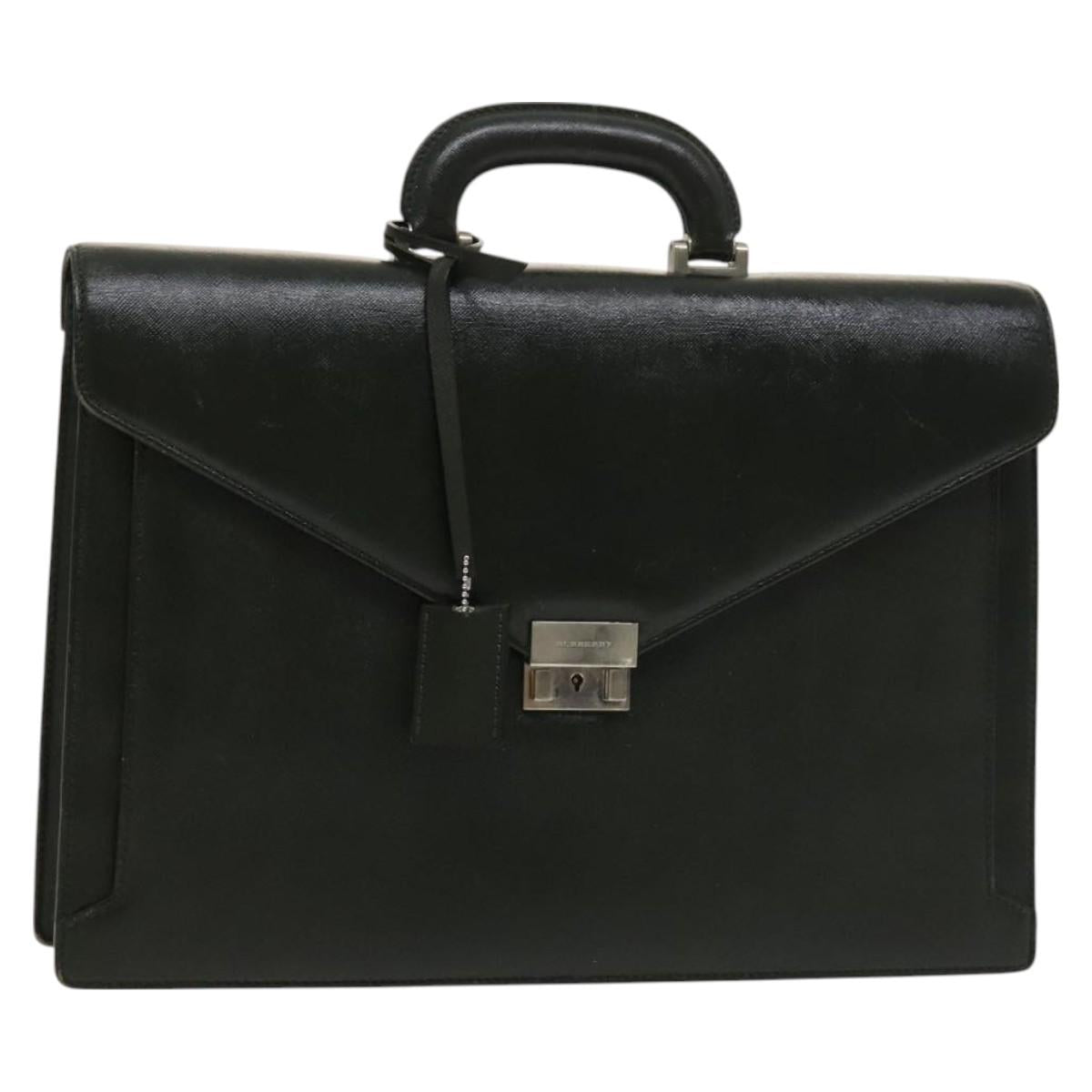 BURBERRY Business Bag Leather Green Auth bs26402