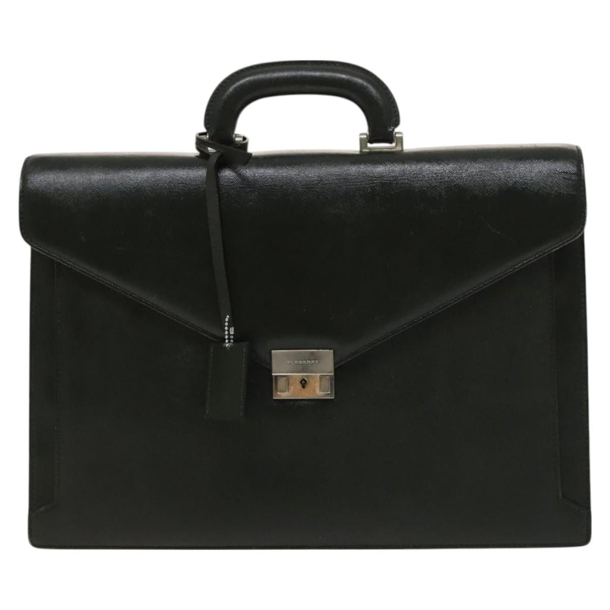 BURBERRY Business Bag Leather Green Auth bs26402