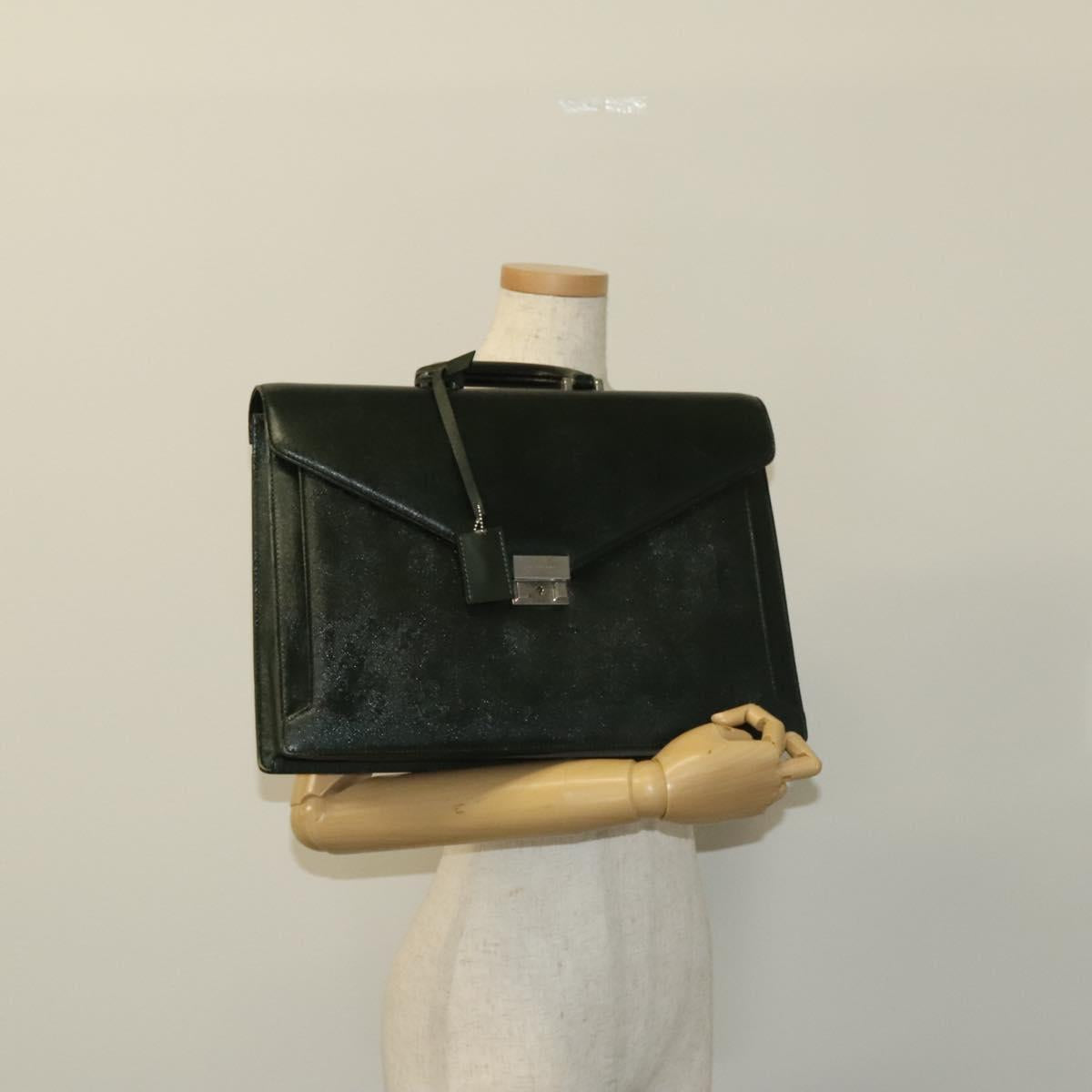 BURBERRY Business Bag Leather Green Auth bs26402