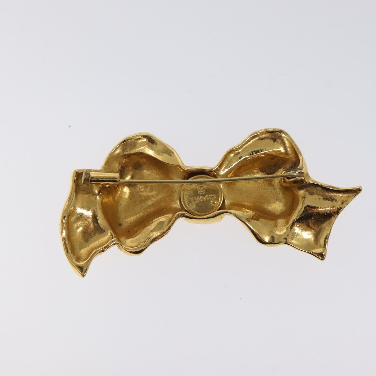 CHANEL Brooch metal Gold Tone CC Auth bs26410