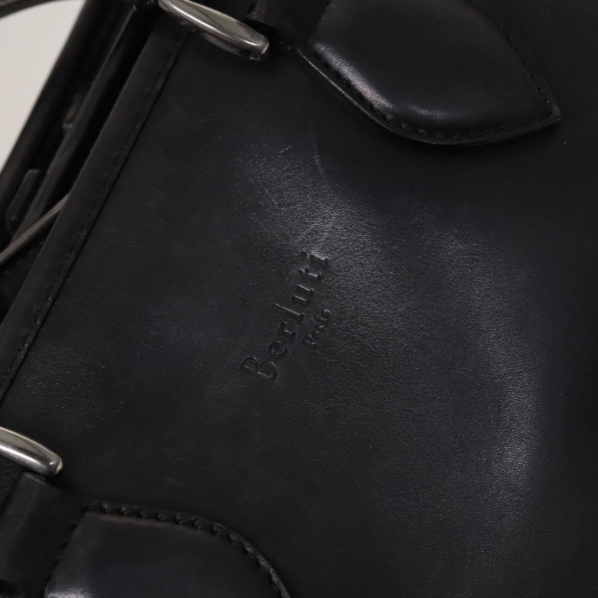 Berluti Business Bag Leather Black Silver Auth bs26412